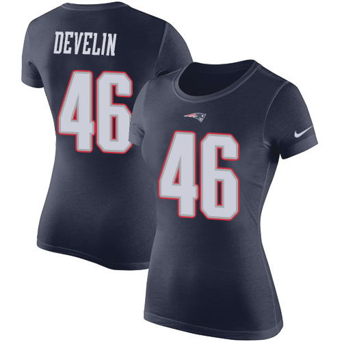 NFL Women's Nike New England Patriots #46 James Develin Navy Blue Rush Pride Name & Number T-Shirt