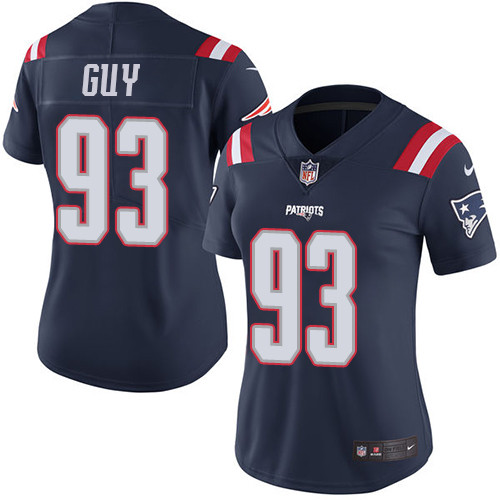 Women's Nike New England Patriots #93 Lawrence Guy Limited Navy Blue Rush Vapor Untouchable NFL Jersey