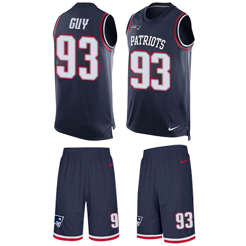 Men's Nike New England Patriots #93 Lawrence Guy Limited Navy Blue Tank Top Suit NFL Jersey