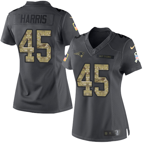 Women's Nike New England Patriots #45 David Harris Limited Black 2016 Salute to Service NFL Jersey