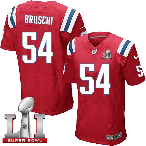 Men's Nike New England Patriots #54 Tedy Bruschi Elite Red Alternate Super Bowl LI 51 NFL Jersey