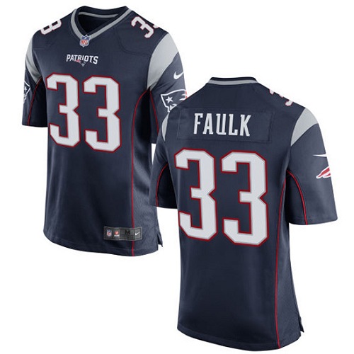 Men's Nike New England Patriots #33 Kevin Faulk Game Navy Blue Team Color NFL Jersey