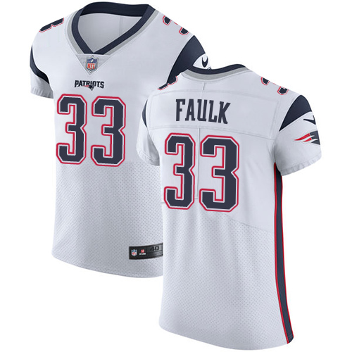 Men's Nike New England Patriots #33 Kevin Faulk White Vapor Untouchable Elite Player NFL Jersey