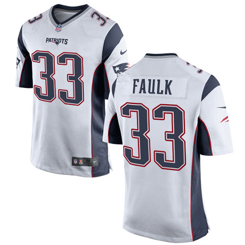 Men's Nike New England Patriots #33 Kevin Faulk Game White NFL Jersey