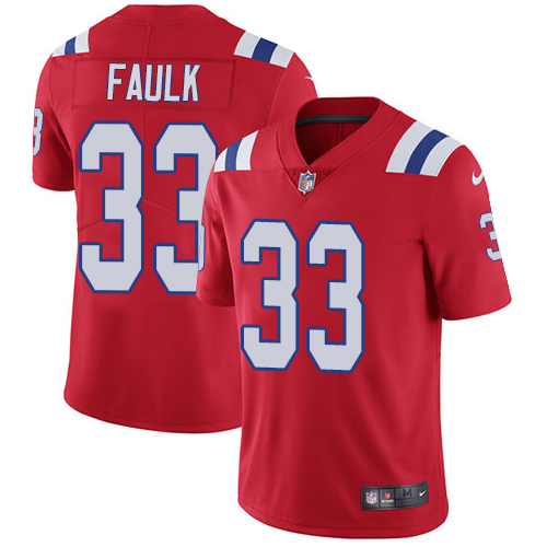 Men's Nike New England Patriots #33 Kevin Faulk Red Alternate Vapor Untouchable Limited Player NFL Jersey