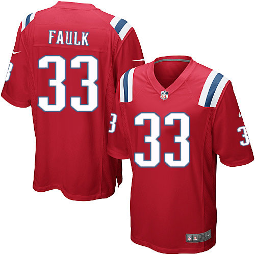 Men's Nike New England Patriots #33 Kevin Faulk Game Red Alternate NFL Jersey