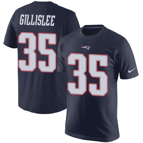 NFL Nike New England Patriots #35 Mike Gillislee Navy Blue Rush Pride Name & Number T-Shirt