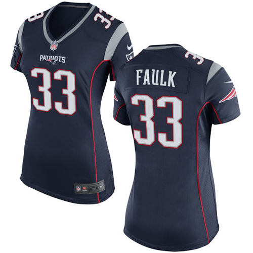 Women's Nike New England Patriots #33 Kevin Faulk Game Navy Blue Team Color NFL Jersey