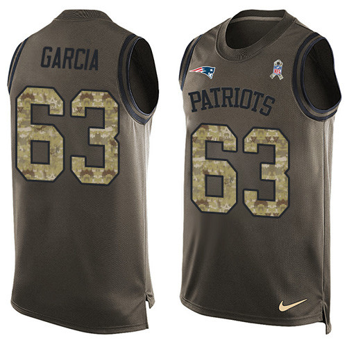 Men's Nike New England Patriots #63 Antonio Garcia Limited Green Salute to Service Tank Top NFL Jersey