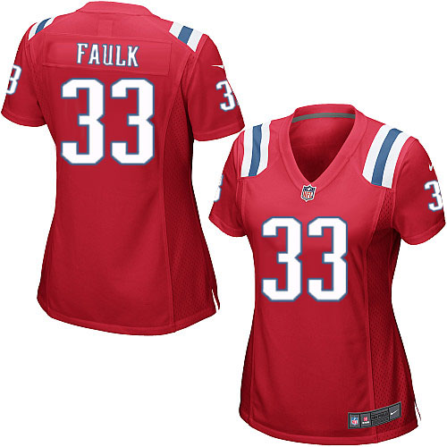 Women's Nike New England Patriots #33 Kevin Faulk Game Red Alternate NFL Jersey