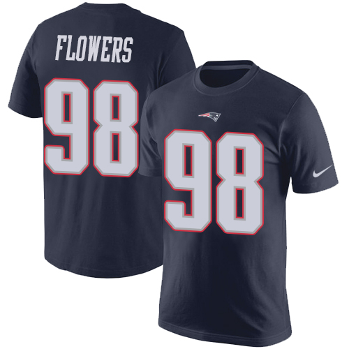 NFL Nike New England Patriots #98 Trey Flowers Navy Blue Rush Pride Name & Number T-Shirt