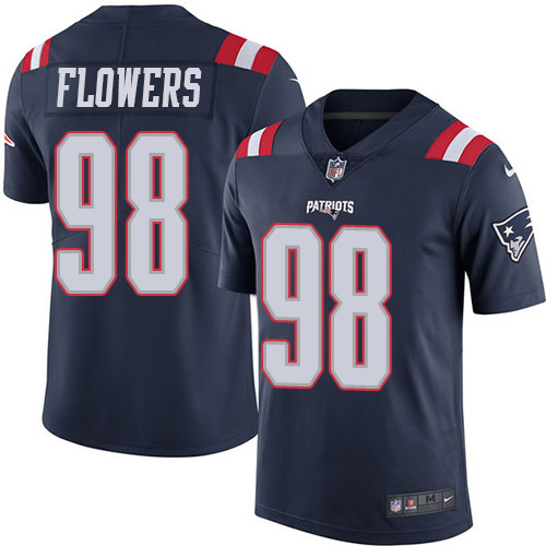 Men's Nike New England Patriots #98 Trey Flowers Limited Navy Blue Rush Vapor Untouchable NFL Jersey