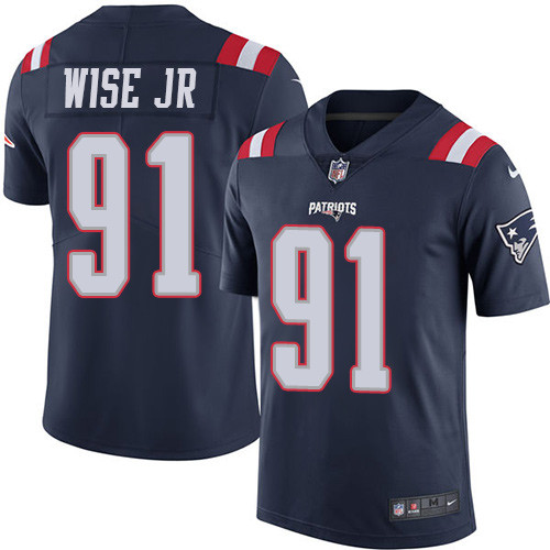 Men's Nike New England Patriots #91 Deatrich Wise Jr Limited Navy Blue Rush Vapor Untouchable NFL Jersey