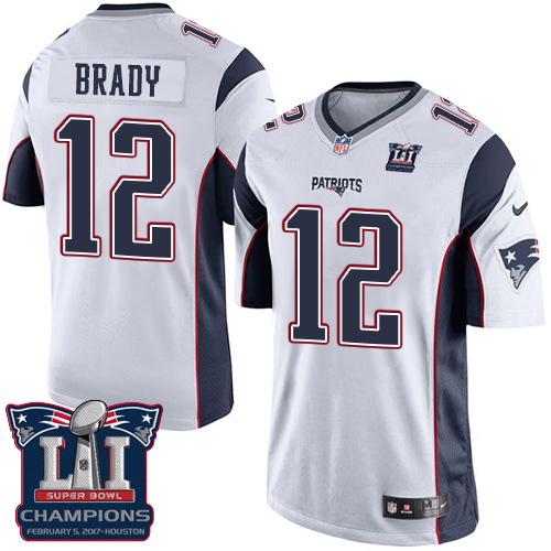Youth Nike New England Patriots #12 Tom Brady Elite White Super Bowl LI Champions NFL Jersey