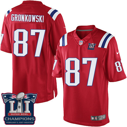 Youth Nike New England Patriots #87 Rob Gronkowski Elite Red Alternate Super Bowl LI Champions NFL Jersey