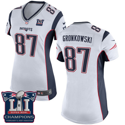 Women's Nike New England Patriots #87 Rob Gronkowski Elite White Super Bowl LI Champions NFL Jersey