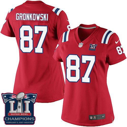 Women's Nike New England Patriots #87 Rob Gronkowski Elite Red Alternate Super Bowl LI Champions NFL Jersey
