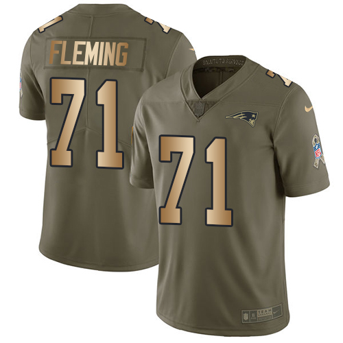 Youth Nike New England Patriots #71 Cameron Fleming Limited Olive/Gold 2017 Salute to Service NFL Jersey