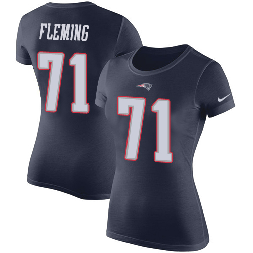 NFL Women's Nike New England Patriots #71 Cameron Fleming Navy Blue Rush Pride Name & Number T-Shirt