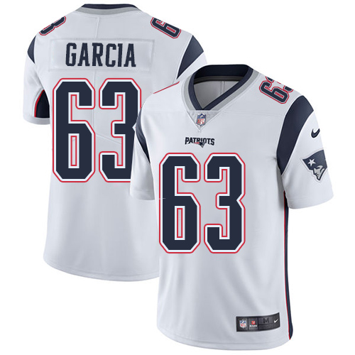 Men's Nike New England Patriots #63 Antonio Garcia White Vapor Untouchable Limited Player NFL Jersey