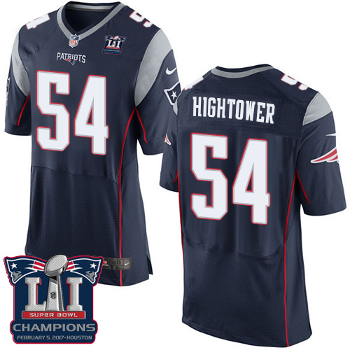 Men's Nike New England Patriots #54 Dont'a Hightower Elite Navy Blue Team Color Super Bowl LI Champions NFL Jersey