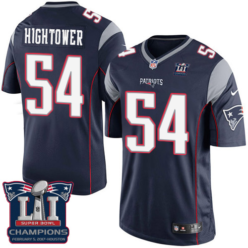 Youth Nike New England Patriots #54 Dont'a Hightower Elite Navy Blue Team Color Super Bowl LI Champions NFL Jersey