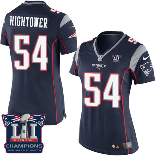 Women's Nike New England Patriots #54 Dont'a Hightower Elite Navy Blue Team Color Super Bowl LI Champions NFL Jersey