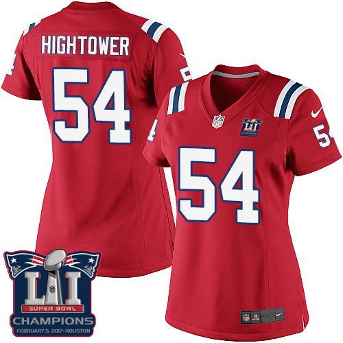 Women's Nike New England Patriots #54 Dont'a Hightower Elite Red Alternate Super Bowl LI Champions NFL Jersey