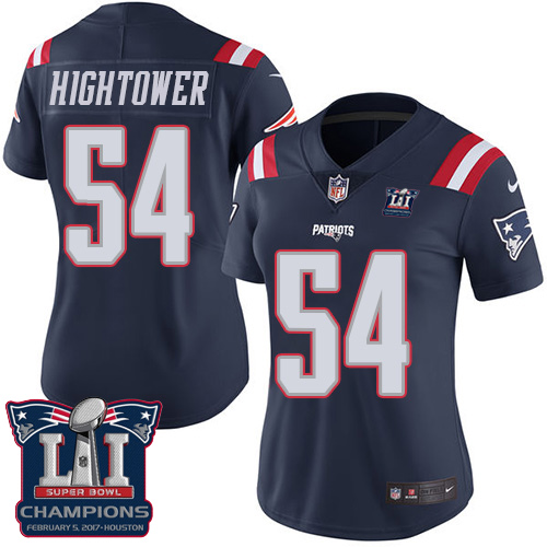 Women's Nike New England Patriots #54 Dont'a Hightower Limited Navy Blue Rush Super Bowl LI Champions NFL Jersey