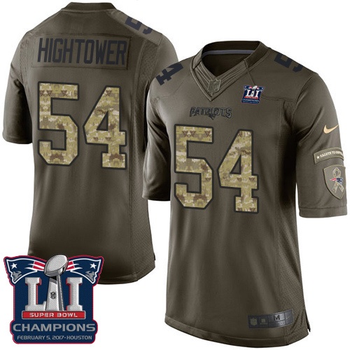 Men's Nike New England Patriots #54 Dont'a Hightower Limited Green Salute to Service Super Bowl LI Champions NFL Jersey