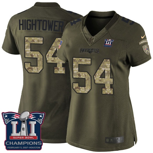 Women's Nike New England Patriots #54 Dont'a Hightower Limited Green Salute to Service Super Bowl LI Champions NFL Jersey