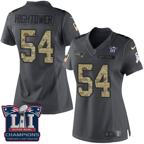 Women's Nike New England Patriots #54 Dont'a Hightower Limited Black 2016 Salute to Service Super Bowl LI Champions NFL Jersey