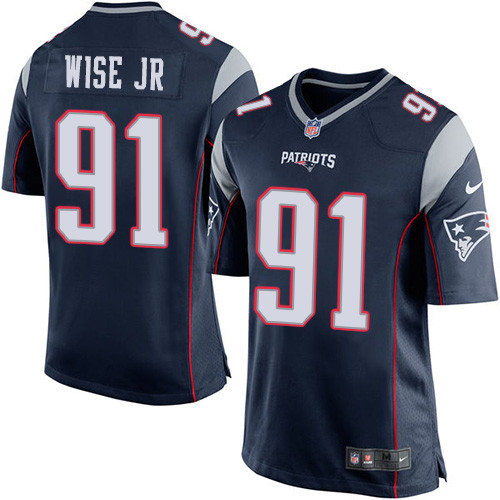 Men's Nike New England Patriots #91 Deatrich Wise Jr Game Navy Blue Team Color NFL Jersey