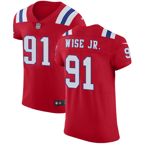 Men's Nike New England Patriots #91 Deatrich Wise Jr Red Alternate Vapor Untouchable Elite Player NFL Jersey