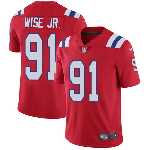 Men's Nike New England Patriots #91 Deatrich Wise Jr Red Alternate Vapor Untouchable Limited Player NFL Jersey