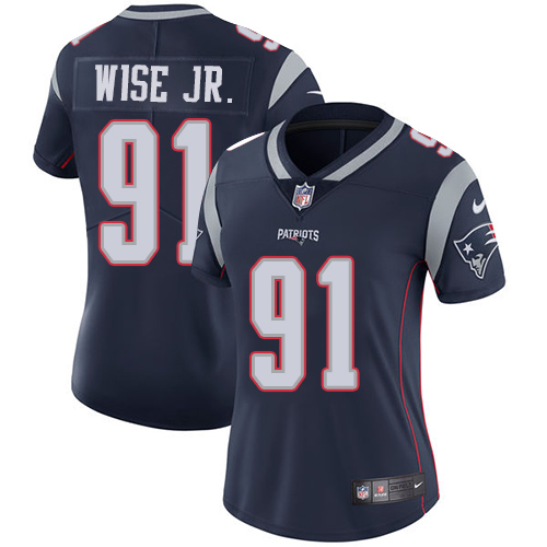 Women's Nike New England Patriots #91 Deatrich Wise Jr Navy Blue Team Color Vapor Untouchable Limited Player NFL Jersey