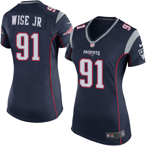 Women's Nike New England Patriots #91 Deatrich Wise Jr Game Navy Blue Team Color NFL Jersey