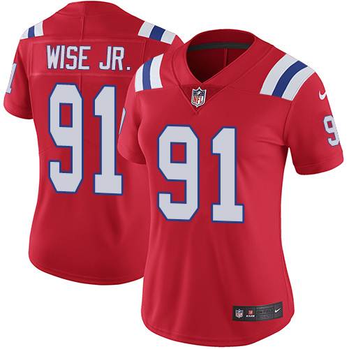 Women's Nike New England Patriots #91 Deatrich Wise Jr Red Alternate Vapor Untouchable Limited Player NFL Jersey