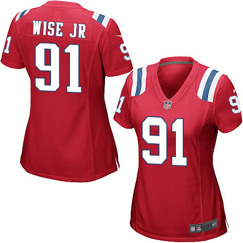 Women's Nike New England Patriots #91 Deatrich Wise Jr Game Red Alternate NFL Jersey