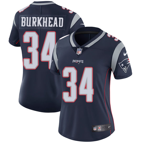 Women's Nike New England Patriots #34 Rex Burkhead Navy Blue Team Color Vapor Untouchable Limited Player NFL Jersey