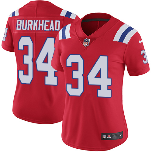 Women's Nike New England Patriots #34 Rex Burkhead Red Alternate Vapor Untouchable Limited Player NFL Jersey