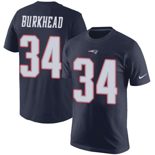 NFL Nike New England Patriots #34 Rex Burkhead Navy Blue Rush Pride Name & Number T-Shirt