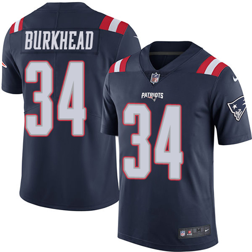 Men's Nike New England Patriots #34 Rex Burkhead Limited Navy Blue Rush Vapor Untouchable NFL Jersey