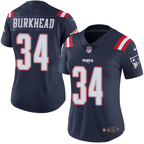 Women's Nike New England Patriots #34 Rex Burkhead Limited Navy Blue Rush Vapor Untouchable NFL Jersey
