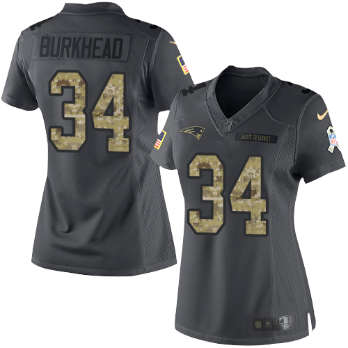 Women's Nike New England Patriots #34 Rex Burkhead Limited Black 2016 Salute to Service NFL Jersey