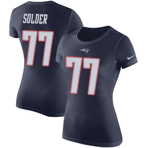 NFL Women's Nike New England Patriots #77 Nate Solder Navy Blue Rush Pride Name & Number T-Shirt