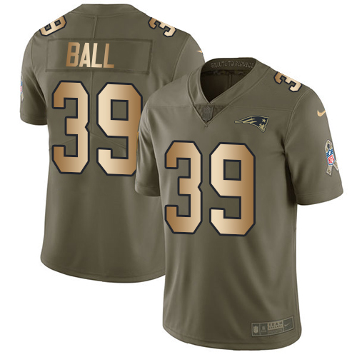 Men's Nike New England Patriots #39 Montee Ball Limited Olive/Gold 2017 Salute to Service NFL Jersey