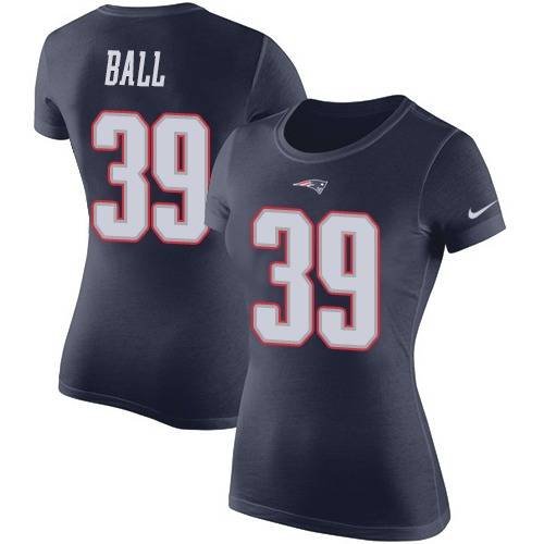 NFL Women's Nike New England Patriots #39 Montee Ball Navy Blue Rush Pride Name & Number T-Shirt