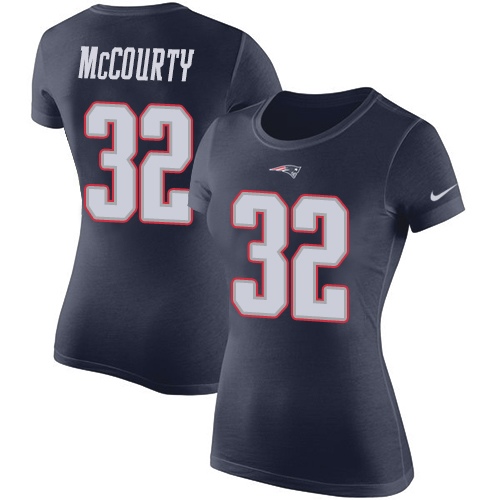 NFL Women's Nike New England Patriots #32 Devin McCourty Navy Blue Rush Pride Name & Number T-Shirt
