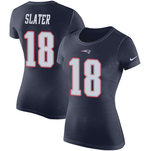 NFL Women's Nike New England Patriots #18 Matthew Slater Navy Blue Rush Pride Name & Number T-Shirt